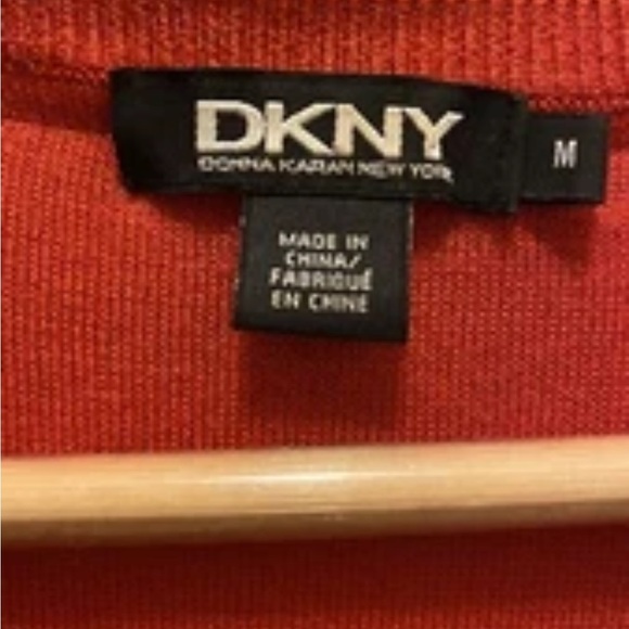 Women's DKNY Turkish Silk Burnt Orange Ruffled Cardigan Sz M EUC!! - Picture 2 of 14